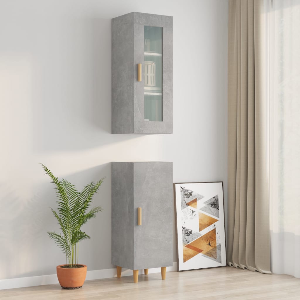 Kaappi betoninharmaa 34,5x34x180 cm tekninen puu - Sisustajankoti.fi