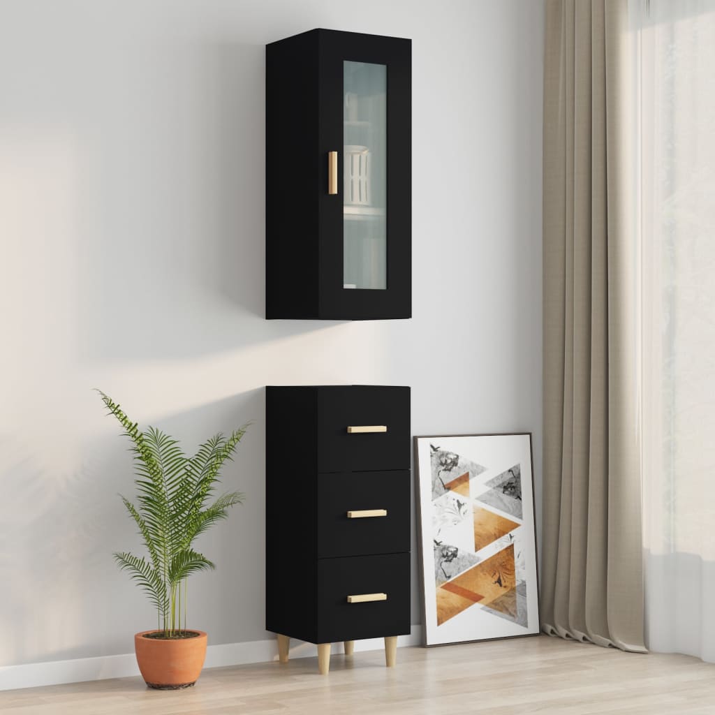 Kaappi musta 34,5x34x180 cm tekninen puu - Sisustajankoti.fi