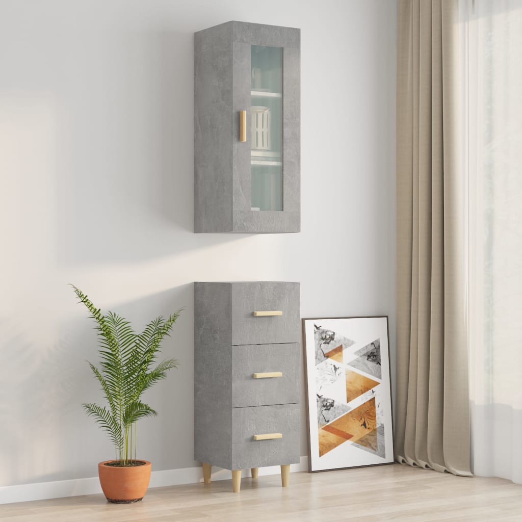 Kaappi betoninharmaa 34,5x34x180 cm tekninen puu - Sisustajankoti.fi