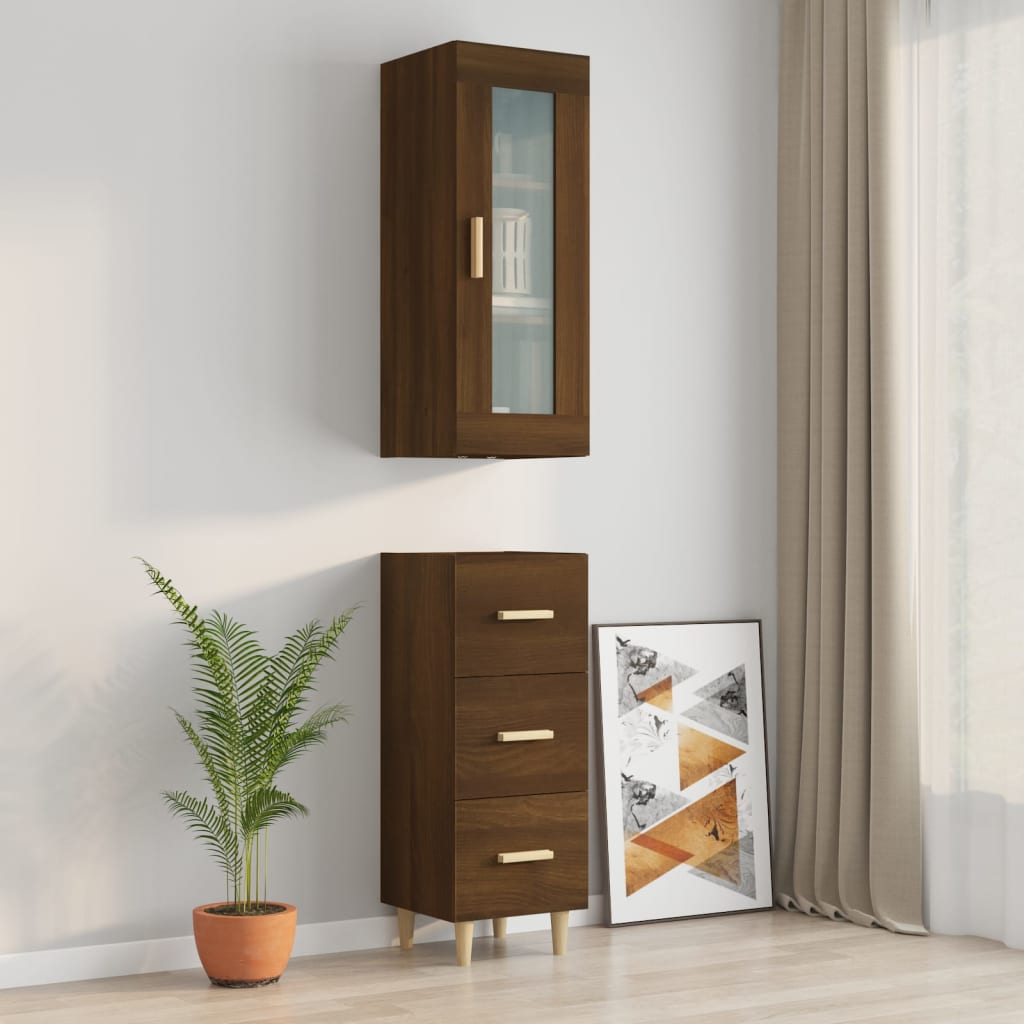 Kaappi ruskea tammi 34,5x34x180 cm tekninen puu - Sisustajankoti.fi