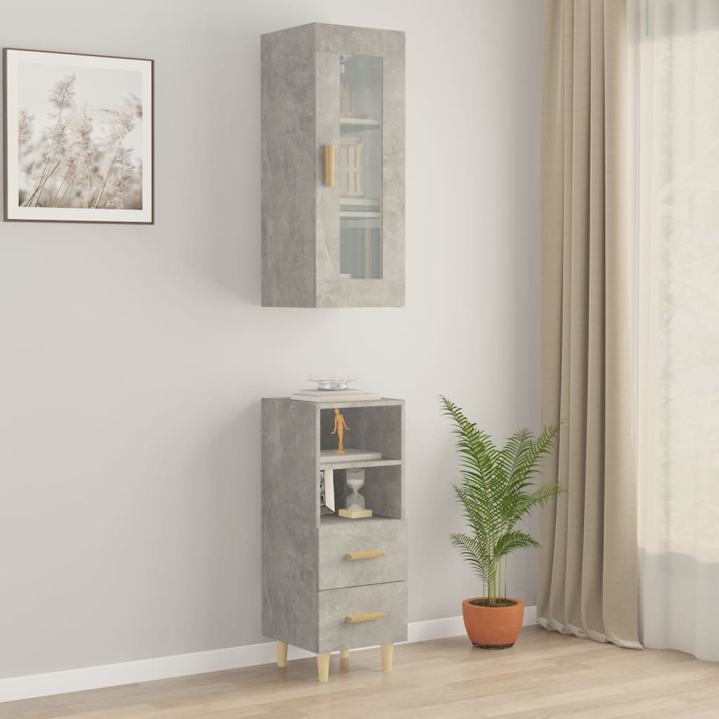 Kaappi betoninharmaa 34,5x34x180 cm tekninen puu - Sisustajankoti.fi