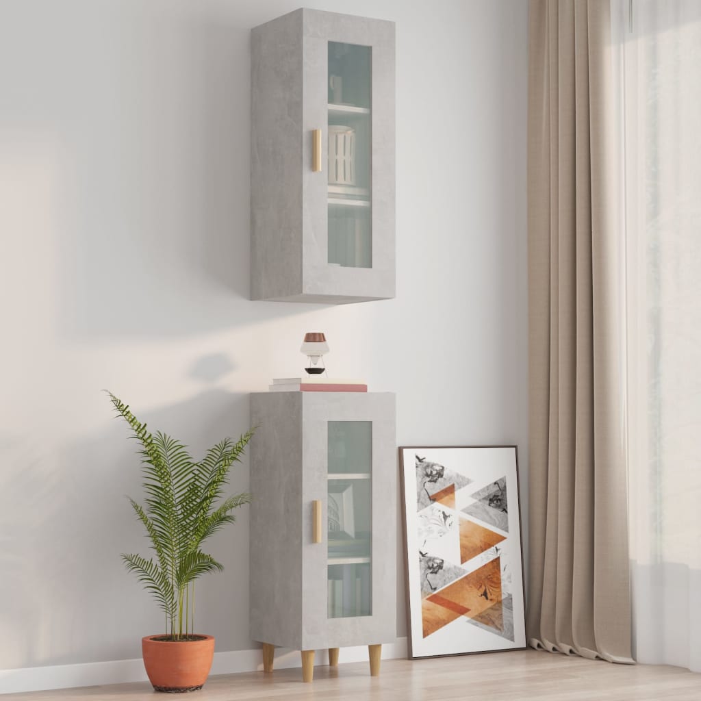 Kaappi betoninharmaa 34,5x34x180 cm tekninen puu - Sisustajankoti.fi