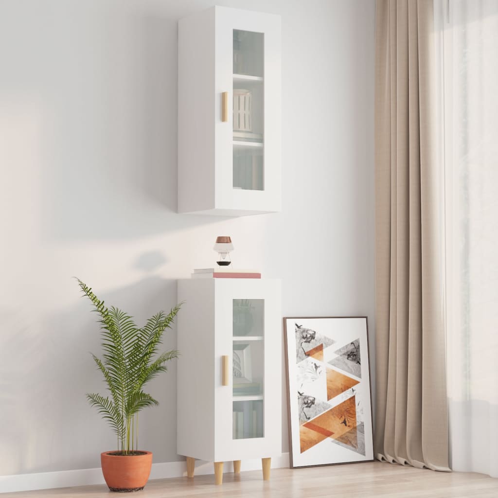 Kaappi korkeakiilto valkoinen 34,5x34x180 cm tekninen puu - Sisustajankoti.fi