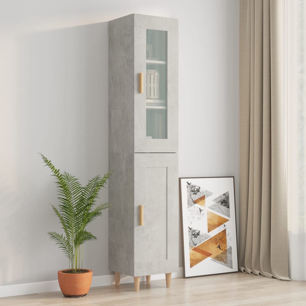 Kaappi betoninharmaa 34,5x34x180 cm tekninen puu - Sisustajankoti.fi