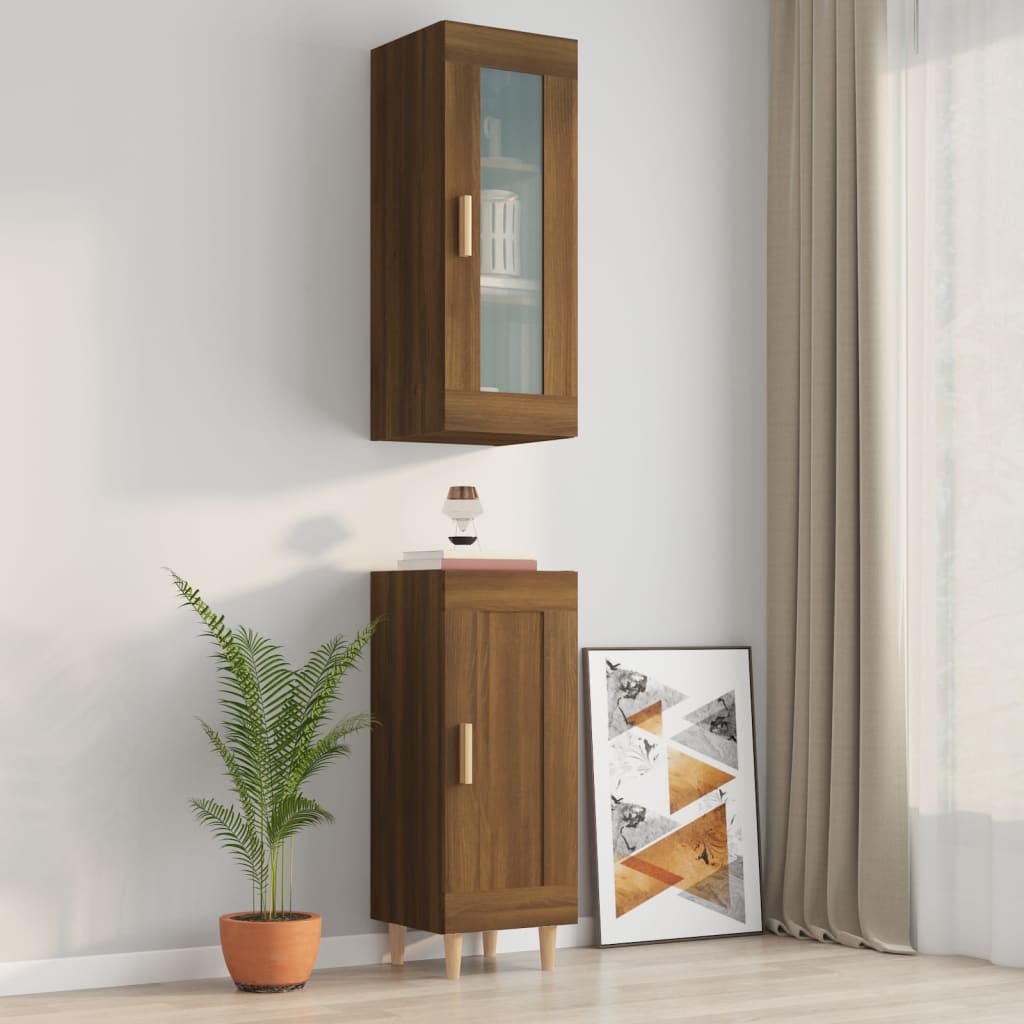 Kaappi ruskea tammi 34,5x34x180 cm tekninen puu - Sisustajankoti.fi