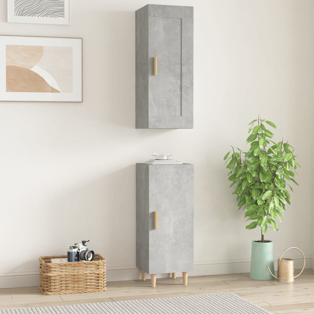 Kaappi betoninharmaa 35x34x180 cm tekninen puu - Sisustajankoti.fi