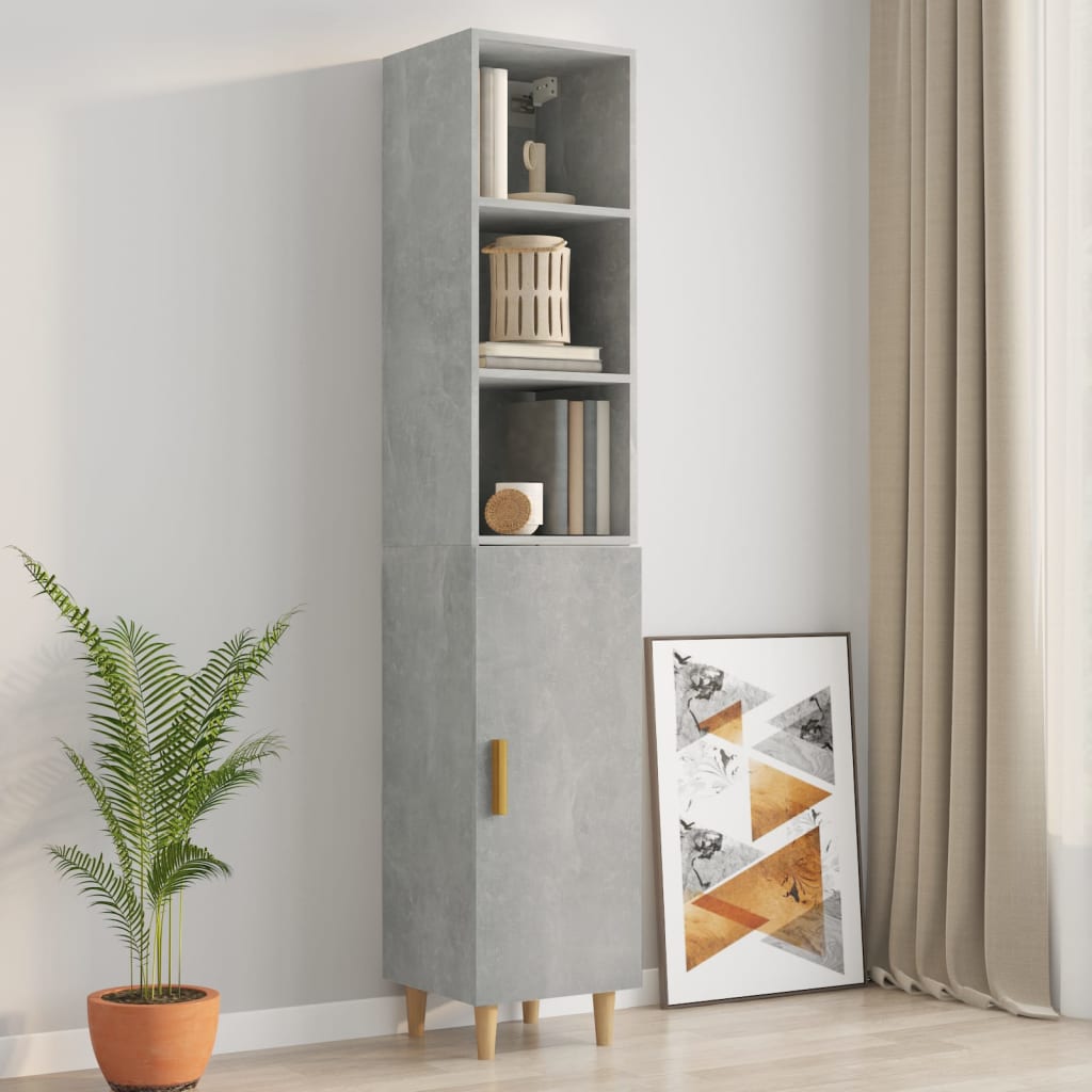 Kaappi betoninharmaa 34,5x34x180 cm tekninen puu - Sisustajankoti.fi