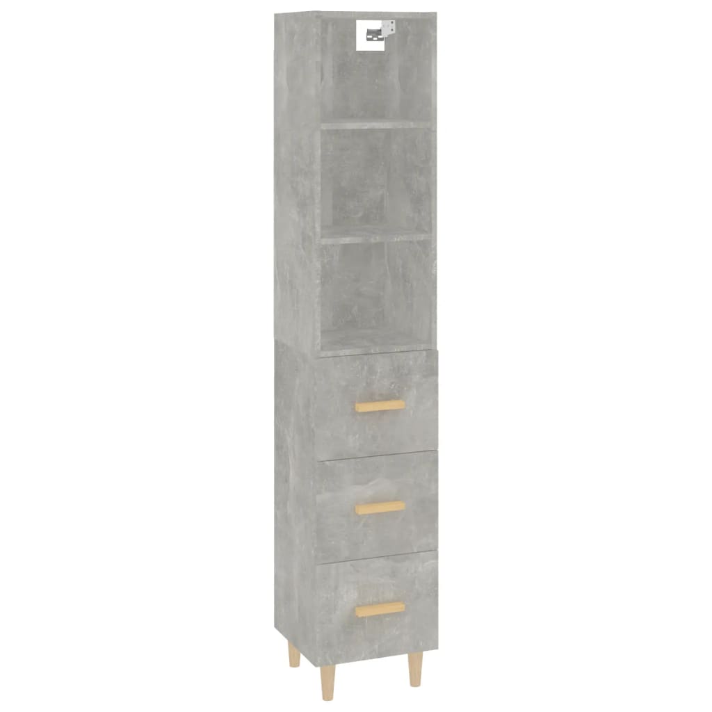 Kaappi betoninharmaa 34,5x34x180 cm tekninen puu - Sisustajankoti.fi