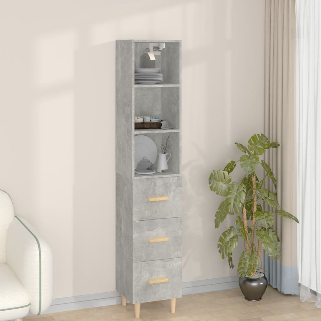 Kaappi betoninharmaa 34,5x34x180 cm tekninen puu - Sisustajankoti.fi