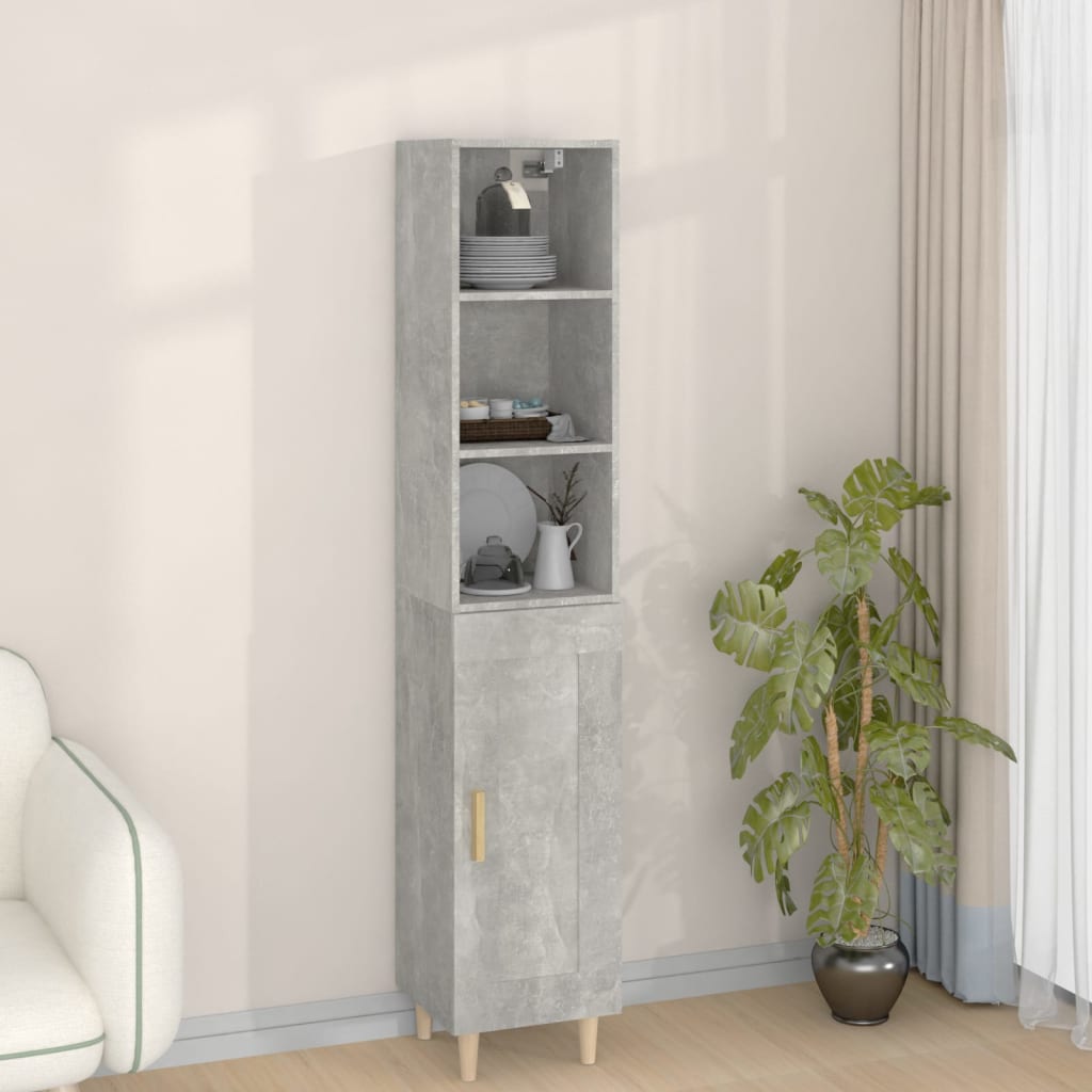 Kaappi betoninharmaa 34,5x34x180 cm tekninen puu - Sisustajankoti.fi