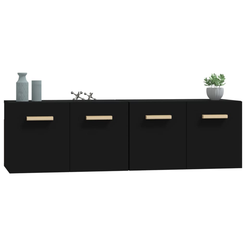Seinäkaapit 2 kpl musta 60x36,5x35 cm tekninen puu - Sisustajankoti.fi