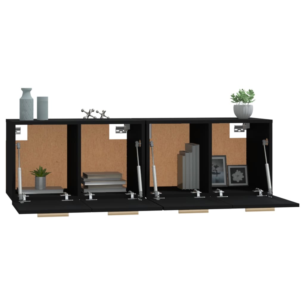 Seinäkaapit 2 kpl musta 60x36,5x35 cm tekninen puu - Sisustajankoti.fi