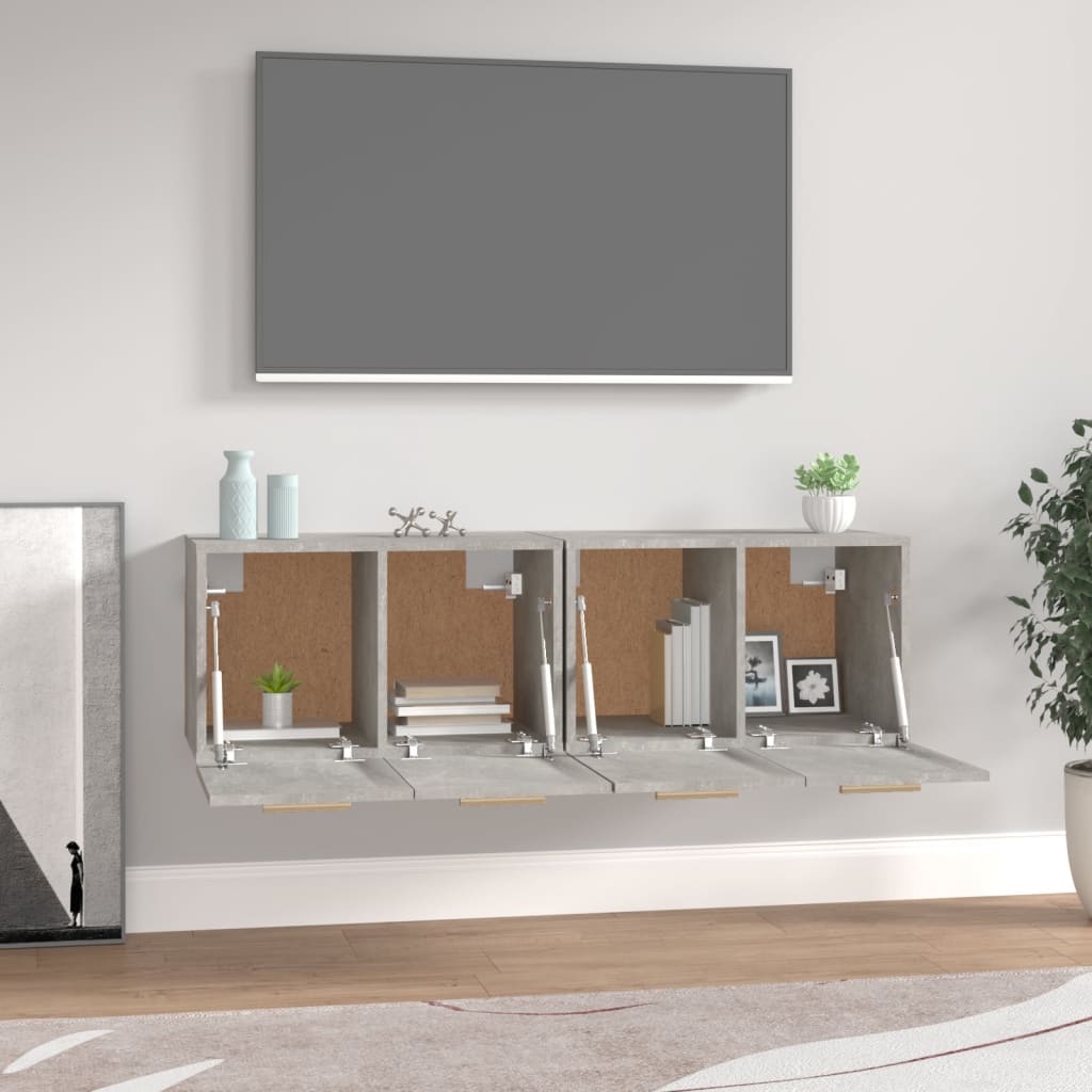 Seinäkaapit 2 kpl betoninharmaa 60x36,5x35 cm tekninen puu - Sisustajankoti.fi