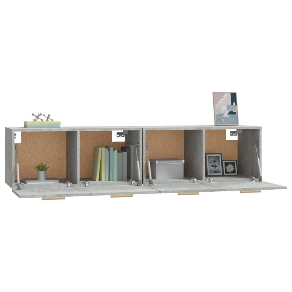 Seinäkaapit 2 kpl betoninharmaa 80x35x36,5 cm tekninen puu - Sisustajankoti.fi