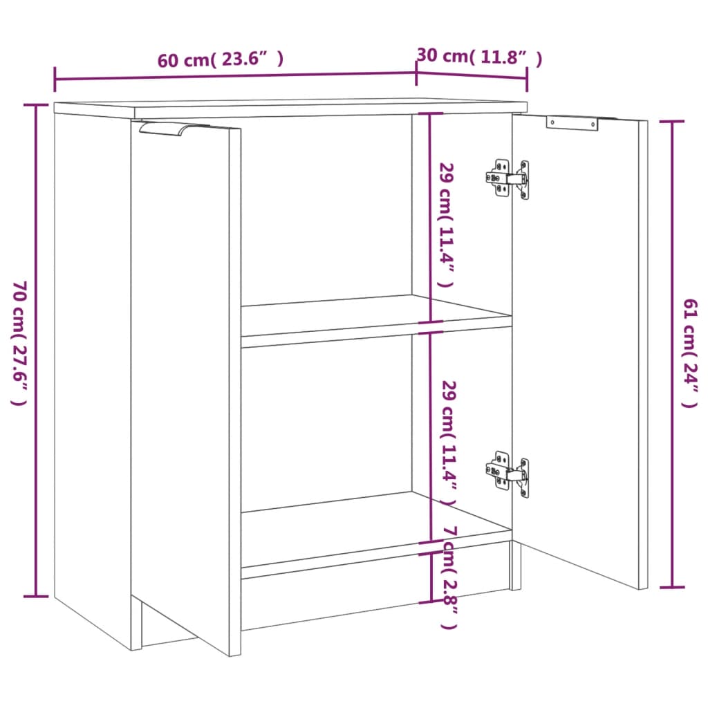 Senkit 2 kpl musta 60x30x70 cm tekninen puu - Sisustajankoti.fi