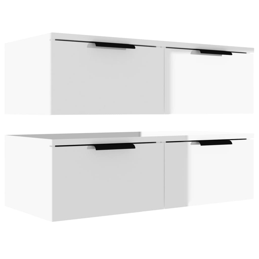 Seinäkaapit 2 kpl korkeakiilto valk. 68x30x20 cm tekninen puu - Sisustajankoti.fi