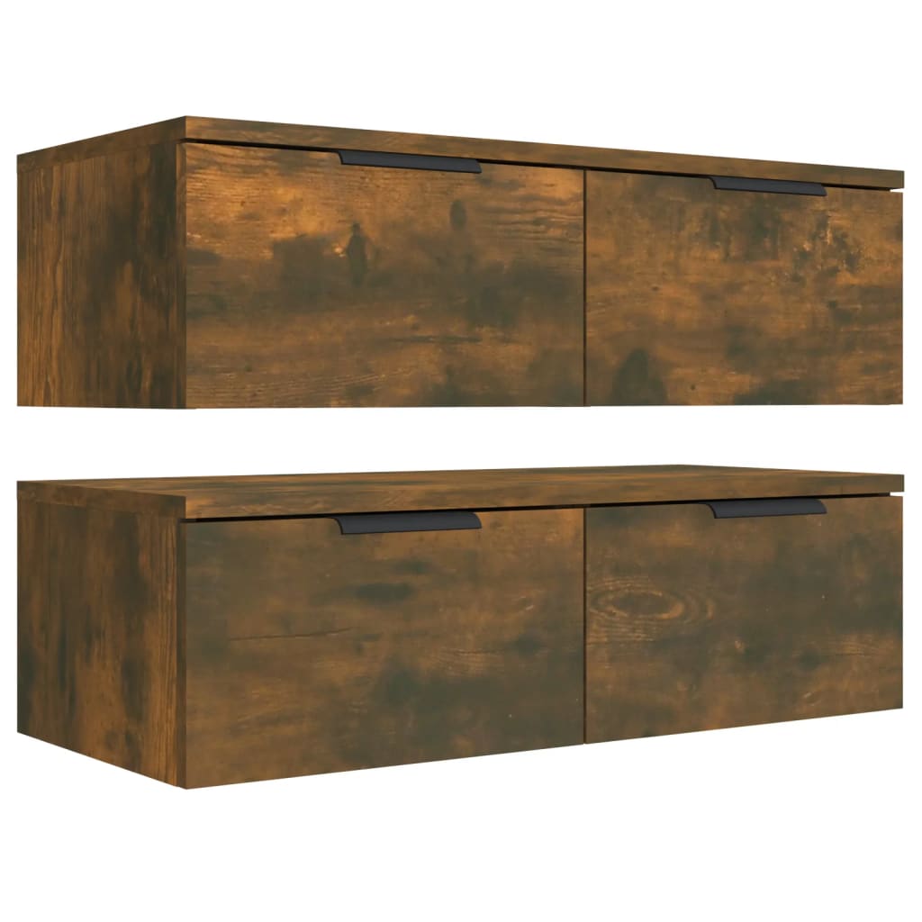 Seinäkaapit 2 kpl savutammi 68x30x20 cm tekninen puu - Sisustajankoti.fi