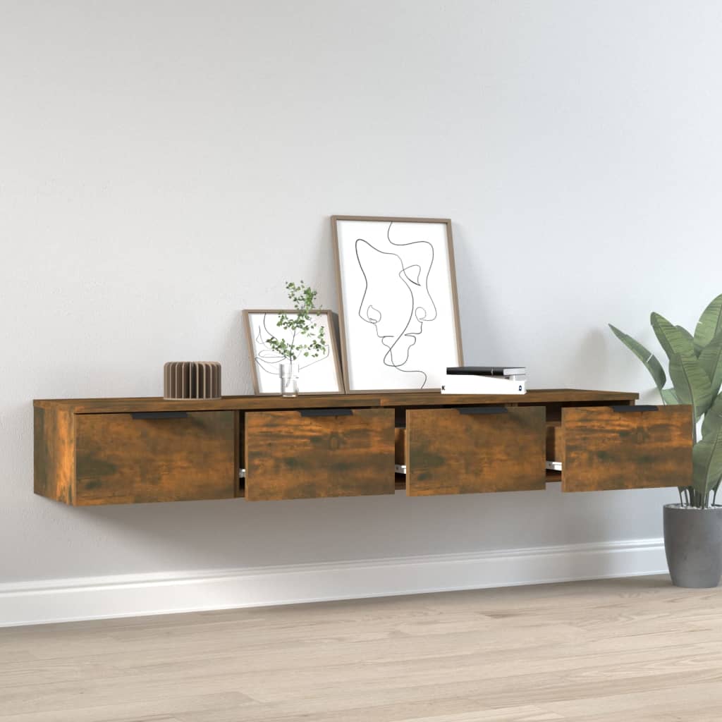 Seinäkaapit 2 kpl savutammi 68x30x20 cm tekninen puu - Sisustajankoti.fi