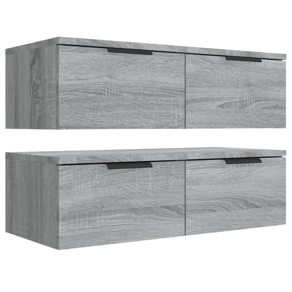 Seinäkaapit 2 kpl harmaa Sonoma 68x30x20 cm tekninen puu - Sisustajankoti.fi