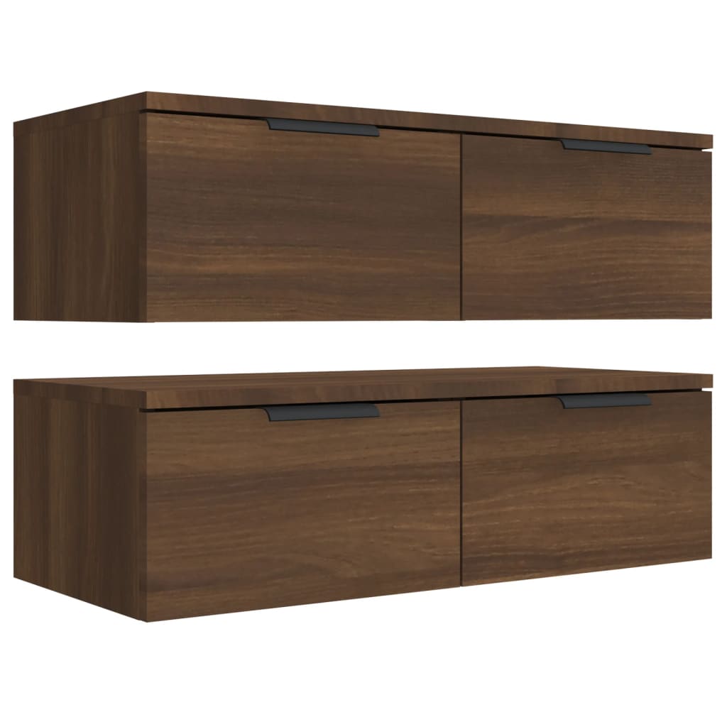 Seinäkaapit 2 kpl ruskea tammi 68x30x20 cm tekninen puu - Sisustajankoti.fi