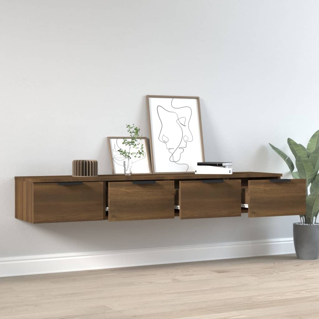 Seinäkaapit 2 kpl ruskea tammi 68x30x20 cm tekninen puu - Sisustajankoti.fi