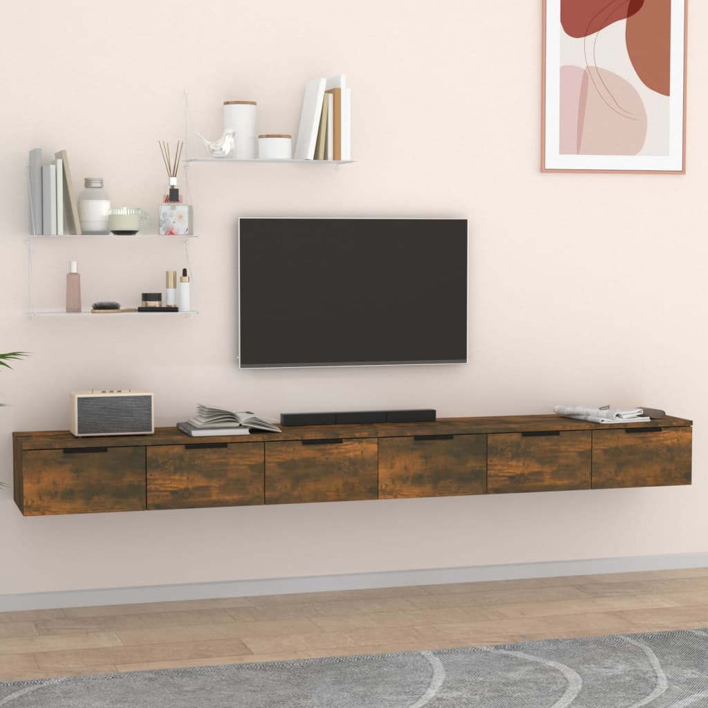 Seinäkaapit 2 kpl savutammi 102x30x20 cm tekninen puu - Sisustajankoti.fi
