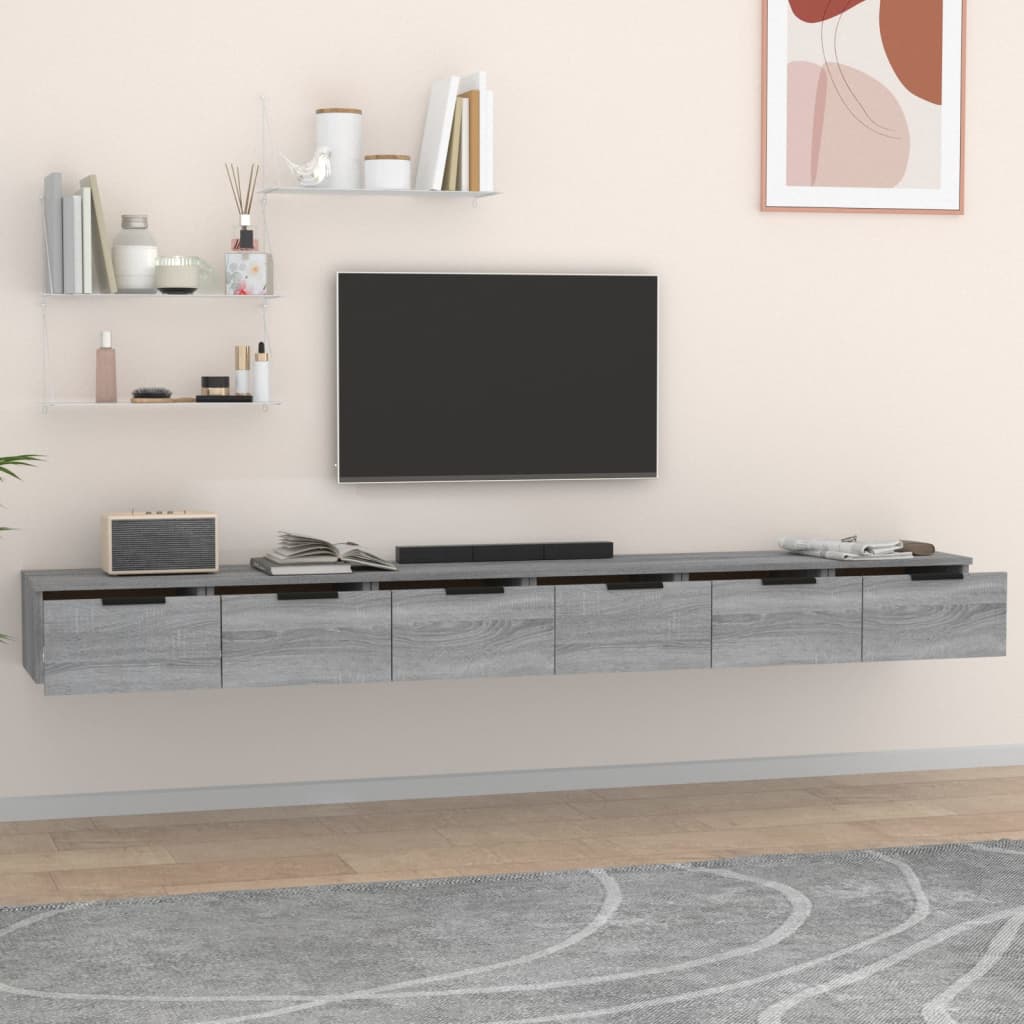 Seinäkaapit 2 kpl harmaa Sonoma 102x30x20 cm tekninen puu - Sisustajankoti.fi