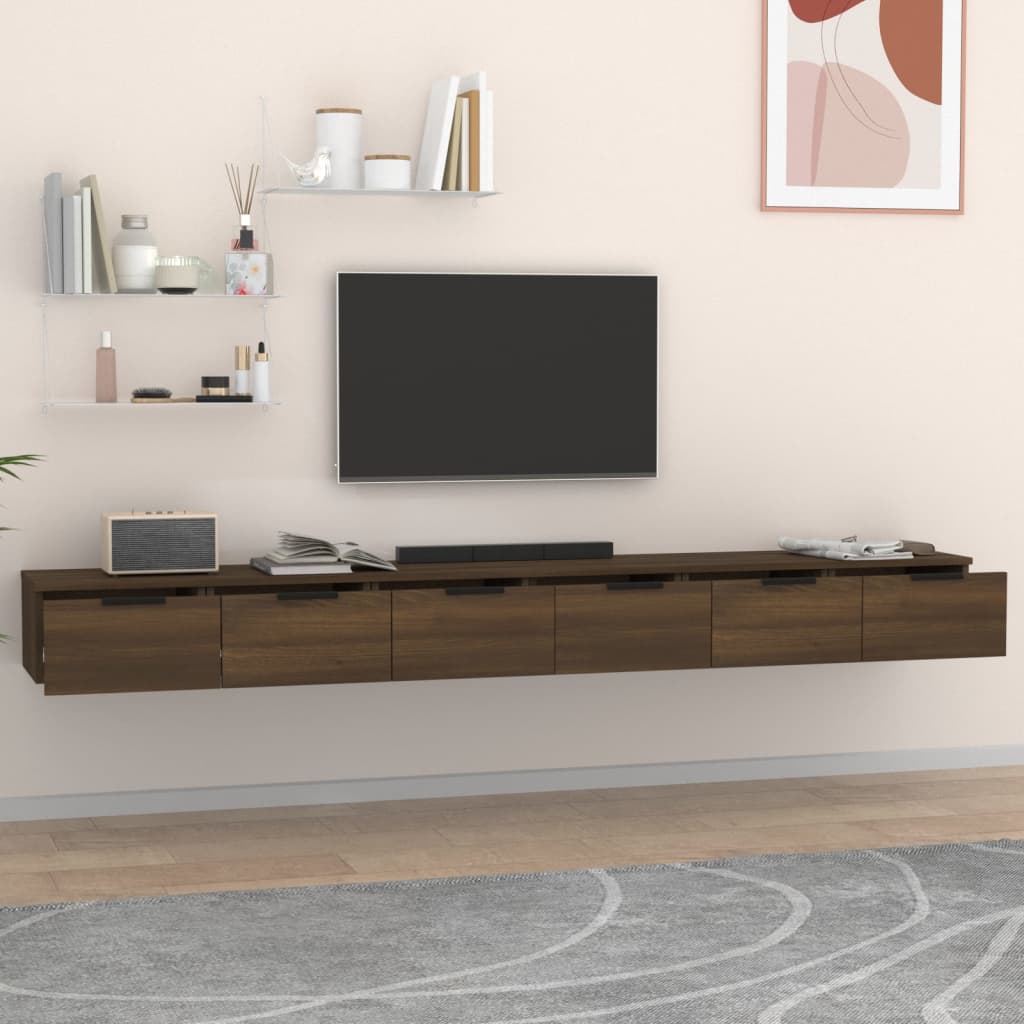 Seinäkaapit 2 kpl ruskea tammi 102x30x20 cm tekninen puu - Sisustajankoti.fi