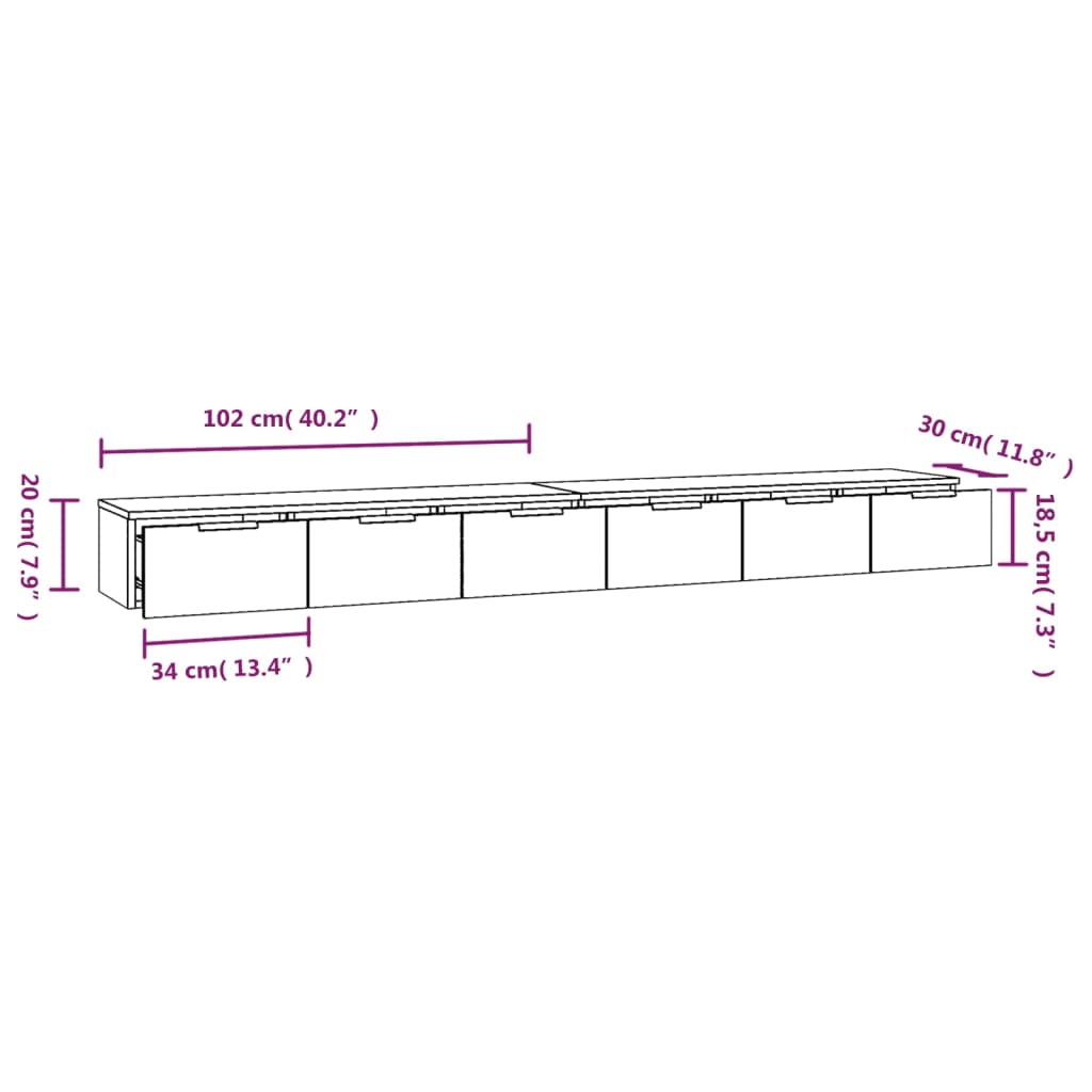 Seinäkaapit 2 kpl ruskea tammi 102x30x20 cm tekninen puu - Sisustajankoti.fi