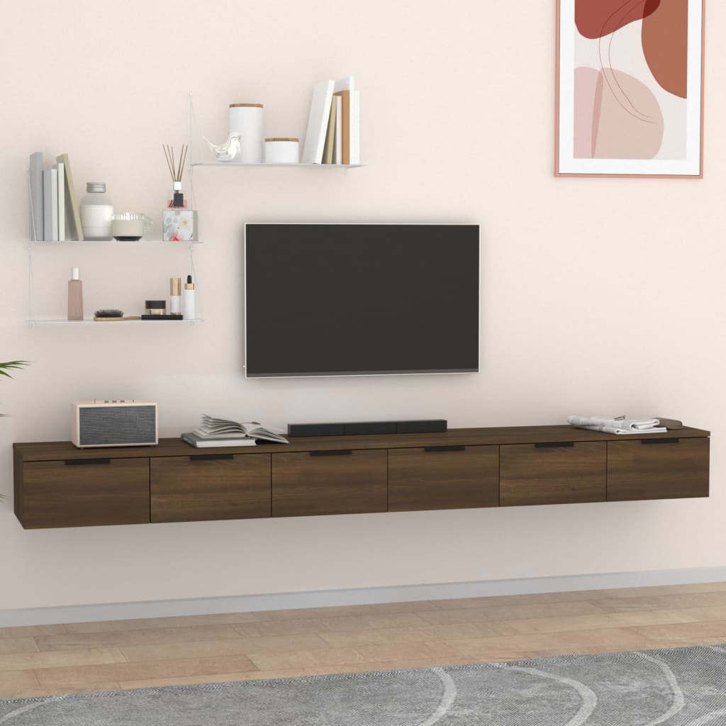 Seinäkaapit 2 kpl ruskea tammi 102x30x20 cm tekninen puu - Sisustajankoti.fi
