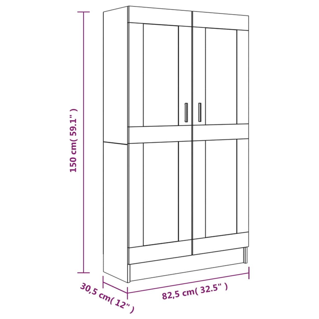 Kirjakaappi harmaa Sonoma 82,5x30,5x150 cm tekninen puu - Sisustajankoti.fi