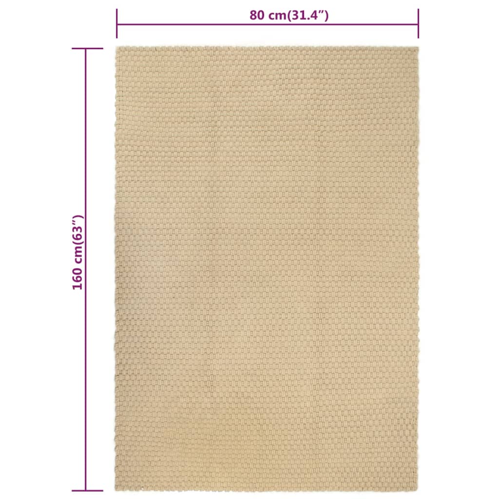 Matto suorakaide luonnollinen 80x160 cm puuvilla - Sisustajankoti.fi