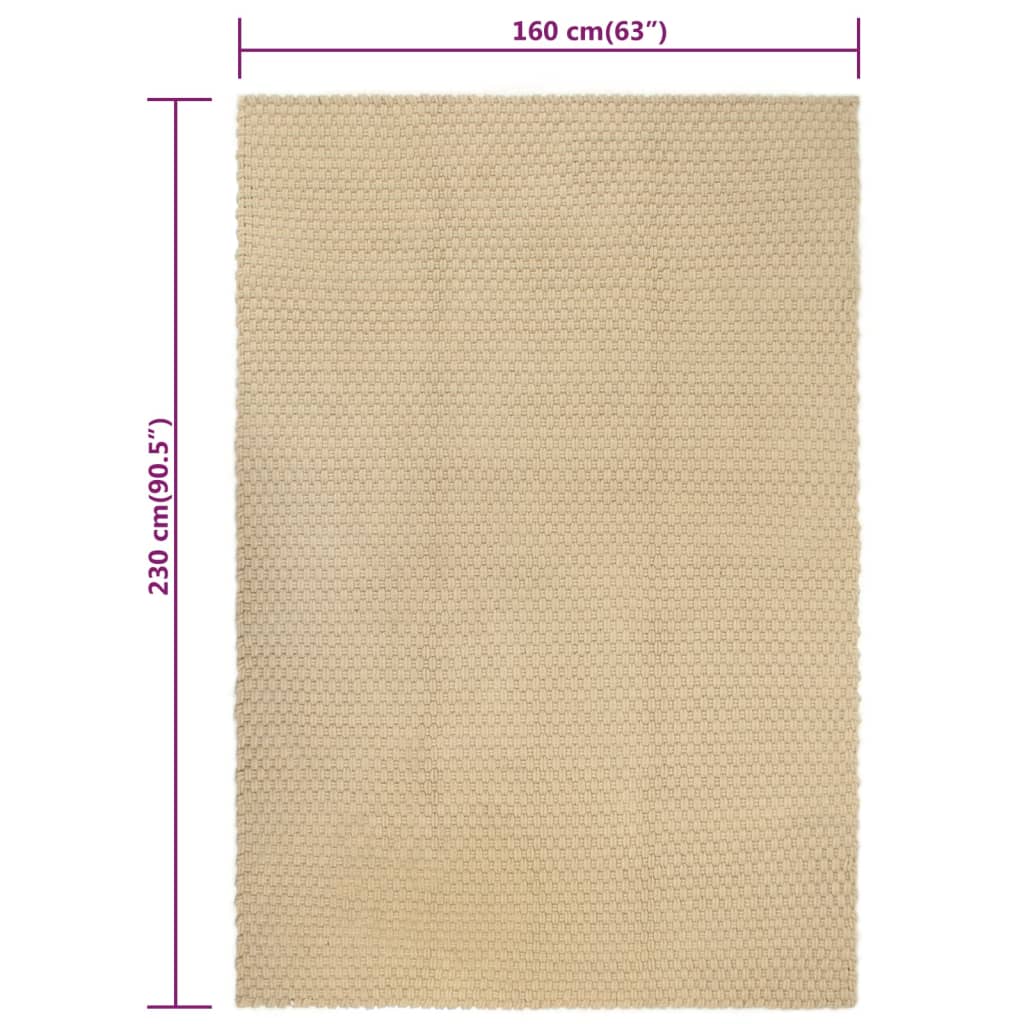Matto suorakaide luonnollinen 160x230 cm puuvilla - Sisustajankoti.fi