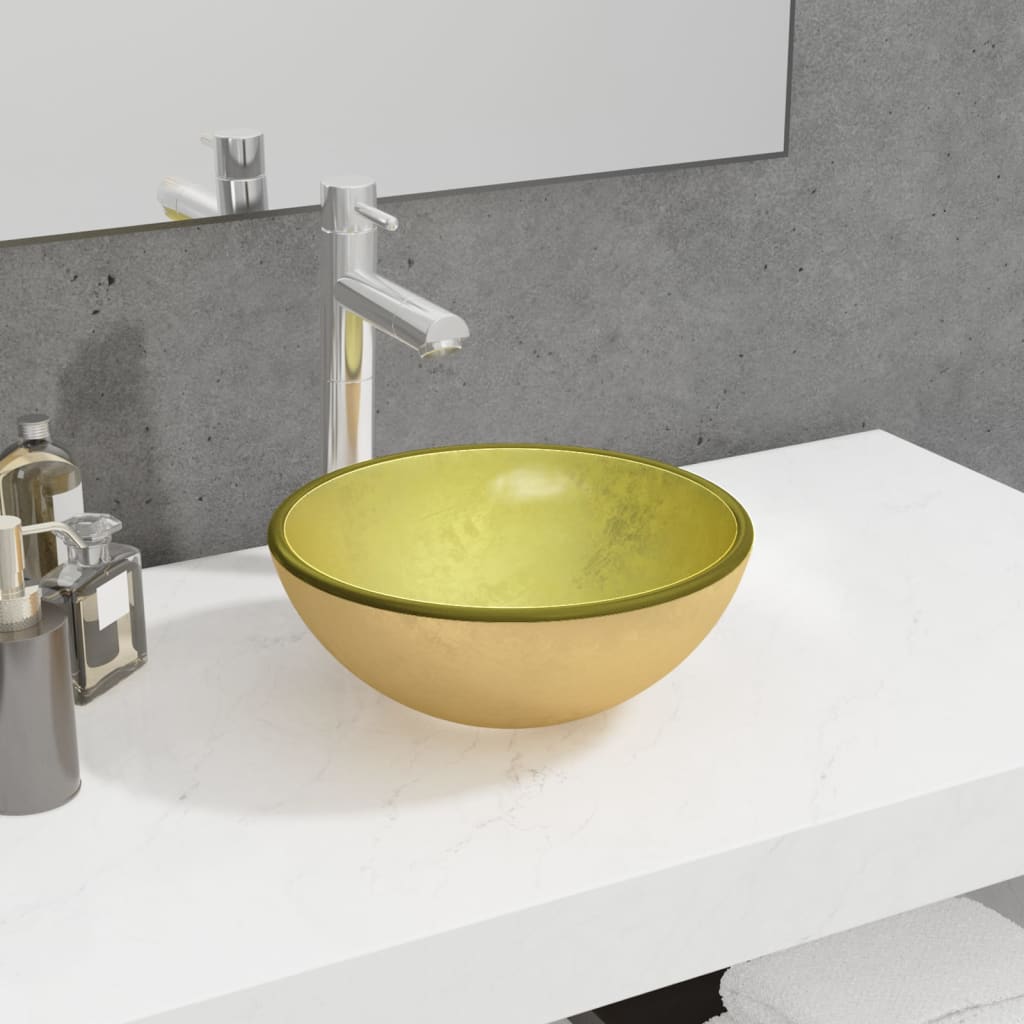 Pesuallas karkaistu lasi 30x12 cm kulta - Sisustajankoti.fi