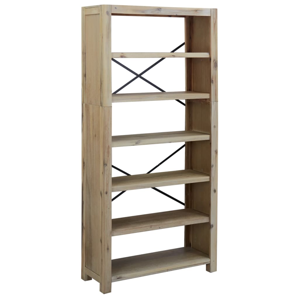Kirjahylly 6 tasoa 80x30x170 cm täysi akasiapuu - Sisustajankoti.fi