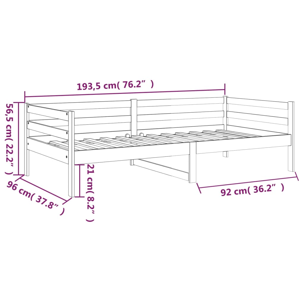 Sohvasänky hunajanruskea 90x190 cm täysi mänty - Sisustajankoti.fi