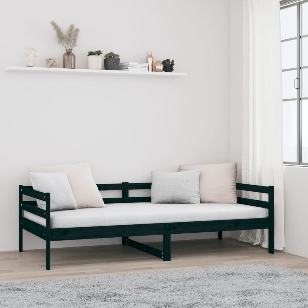 Sohvasänky musta 90x190 cm täysi mänty - Sisustajankoti.fi