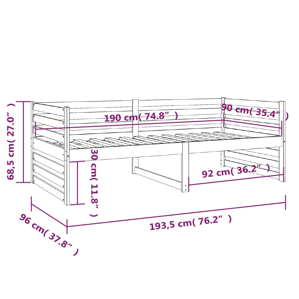 Sohvasänky hunajanruskea 90x190 cm täysi mänty - Sisustajankoti.fi