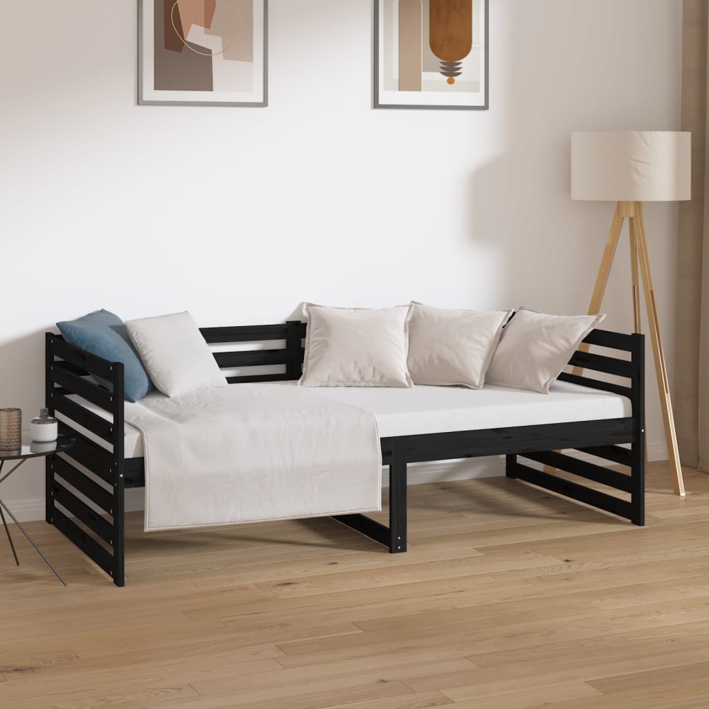 Sohvasänky musta 90x190 cm täysi mänty - Sisustajankoti.fi