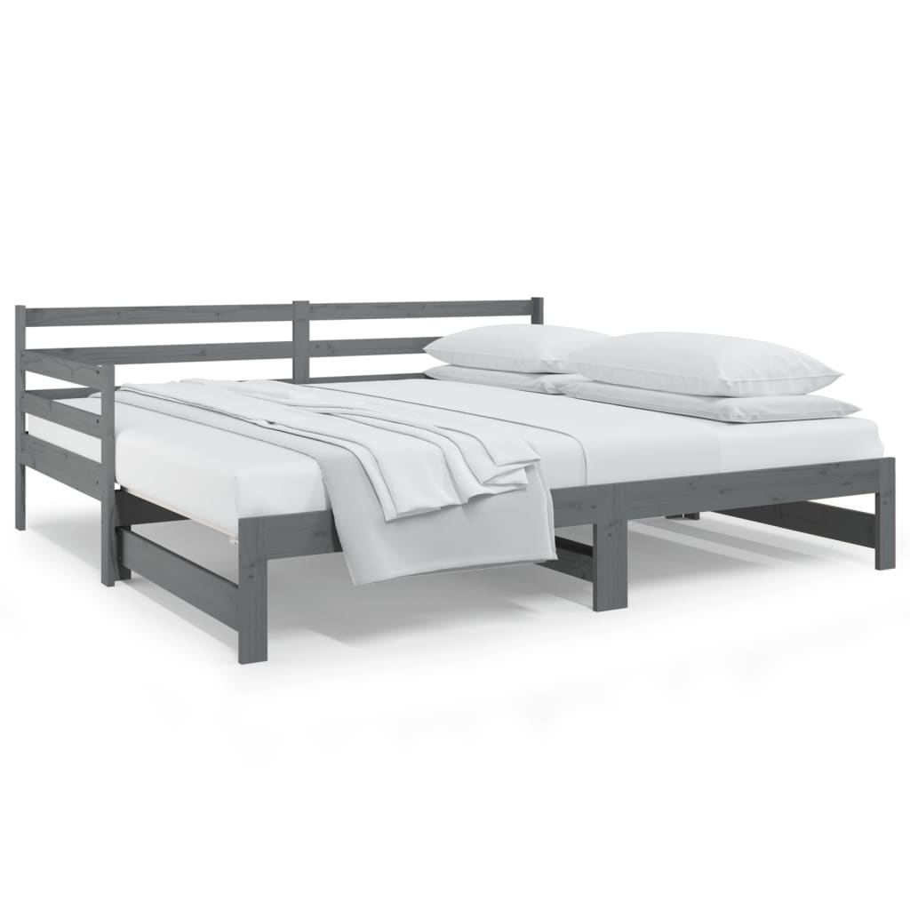 Sohvasänky ulosvedettävä harmaa 2x (90x190) cm täysi mänty - Sisustajankoti.fi