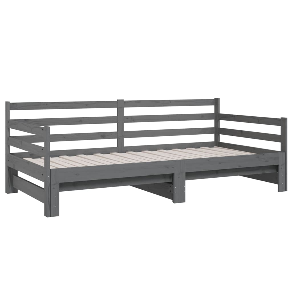 Sohvasänky ulosvedettävä harmaa 2x (90x190) cm täysi mänty - Sisustajankoti.fi