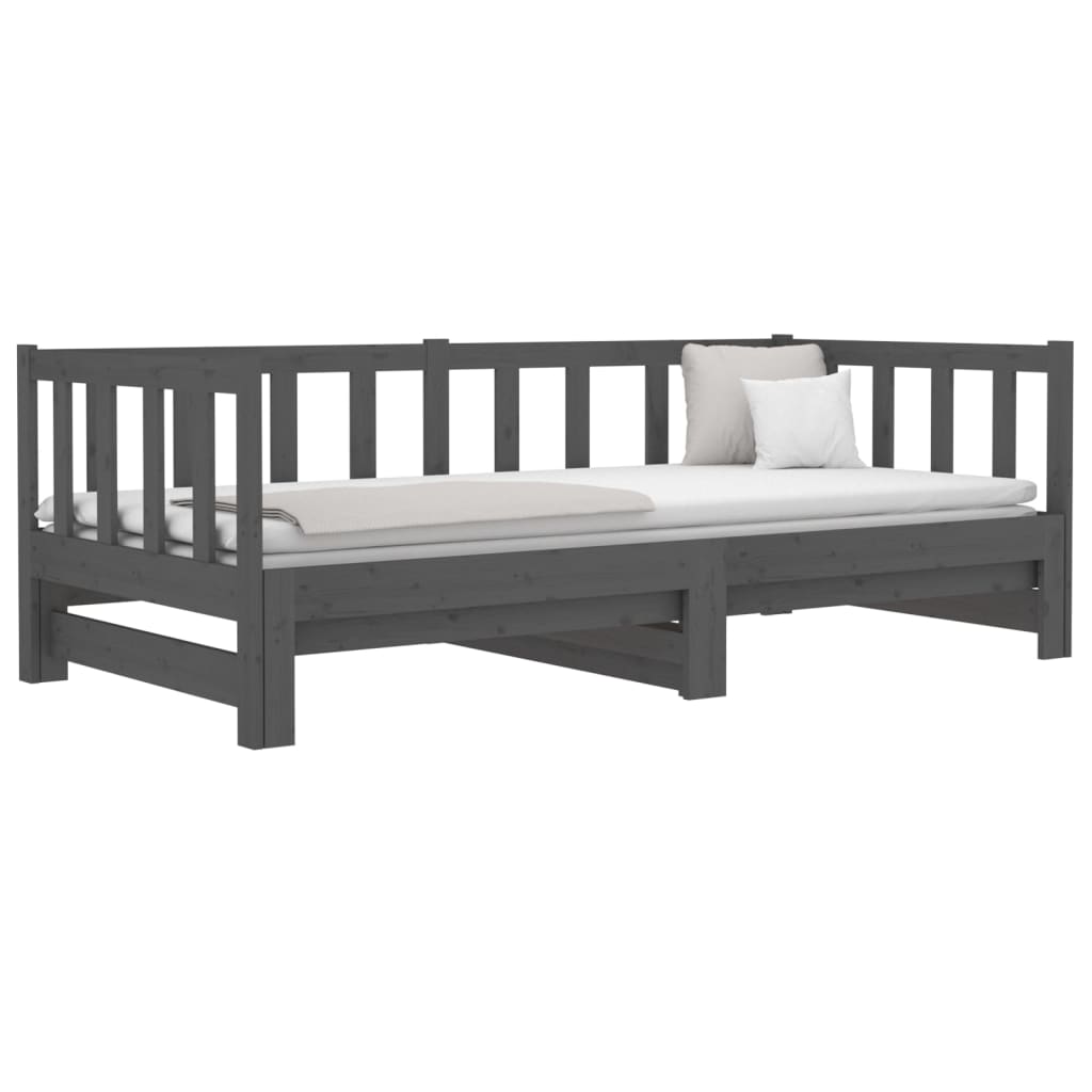 Sohvasänky ulosvedettävä harmaa 2x (90x190) cm täysi mänty - Sisustajankoti.fi