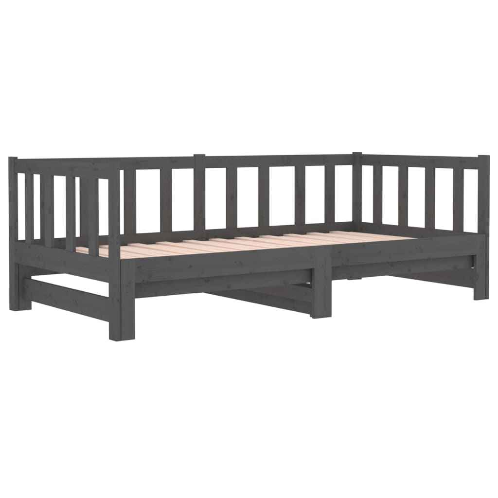 Sohvasänky ulosvedettävä harmaa 2x (90x190) cm täysi mänty - Sisustajankoti.fi
