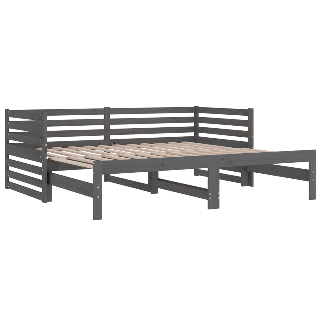 Sohvasänky ulosvedettävä harmaa 2x (90x190) cm täysi mänty - Sisustajankoti.fi