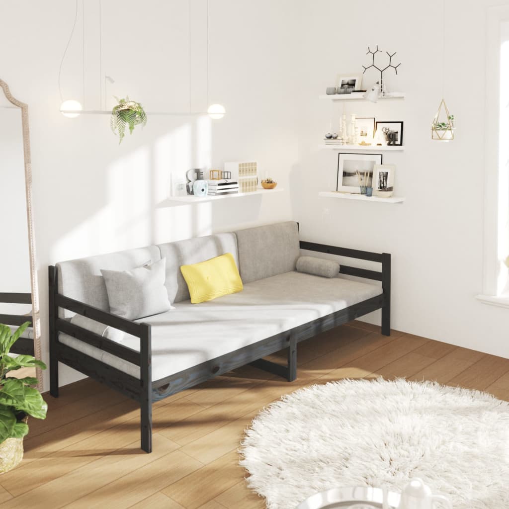 Sohvasänky musta 80x200 cm täysi mänty - Sisustajankoti.fi