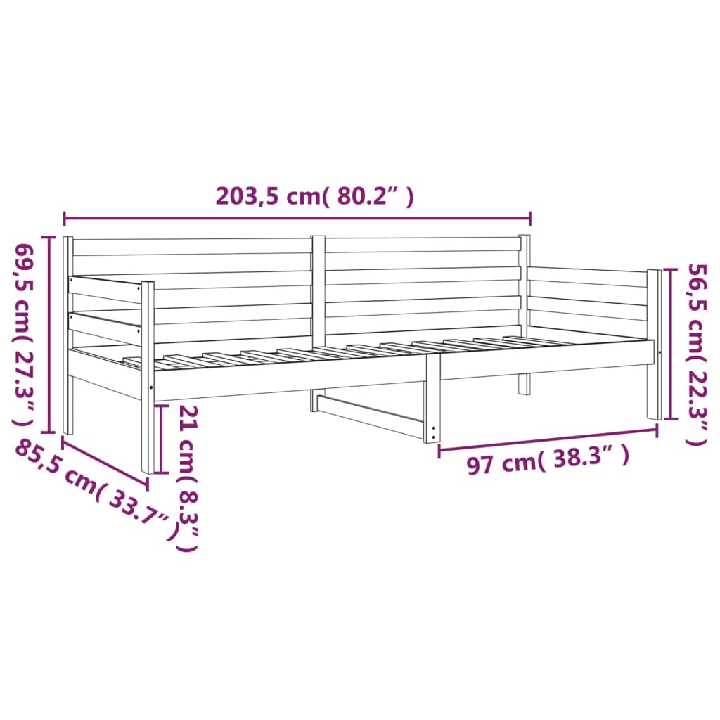 Sohvasänky musta 80x200 cm täysi mänty - Sisustajankoti.fi