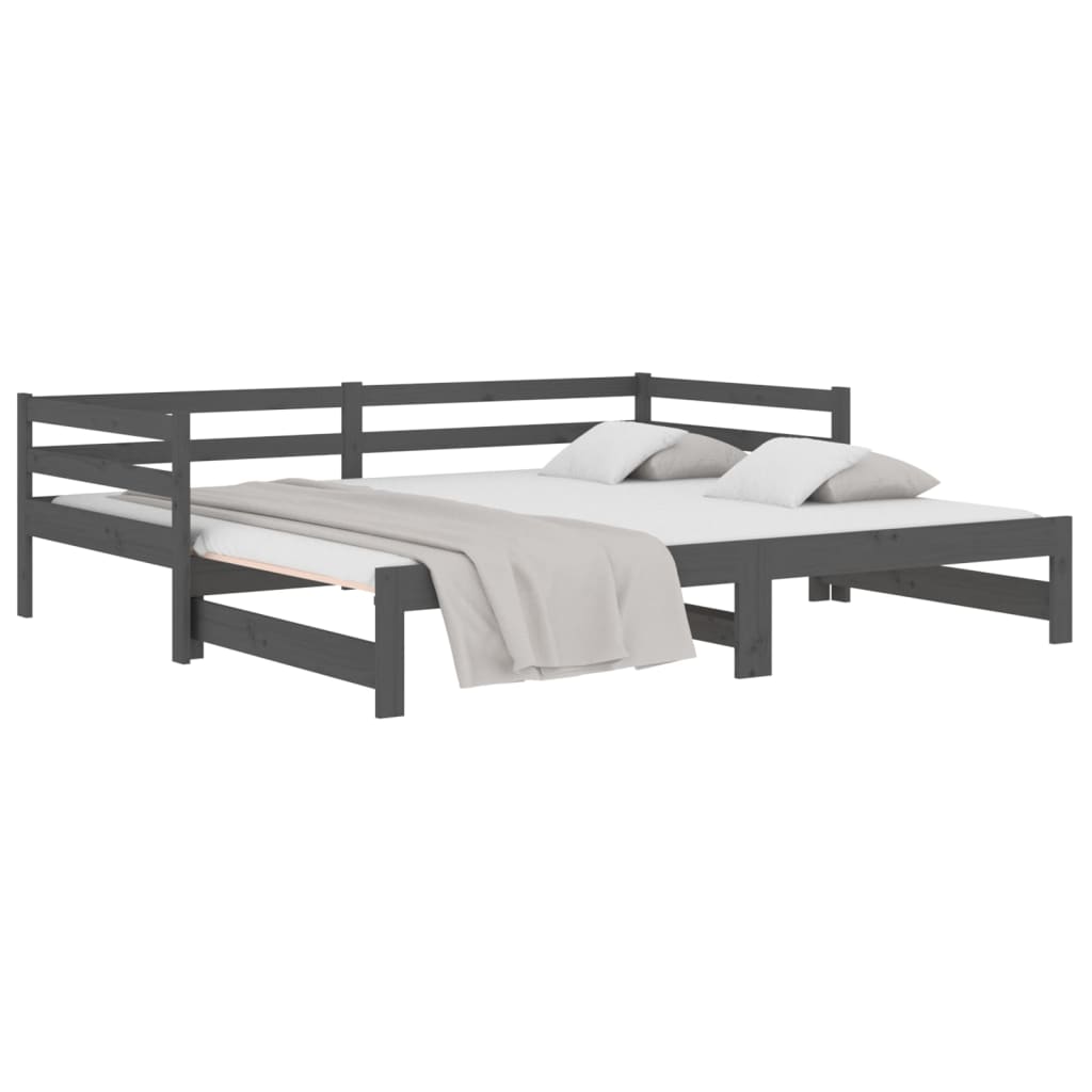 Sohvasänky ulosvedettävä harmaa 2x (80x200) cm täysi mänty - Sisustajankoti.fi