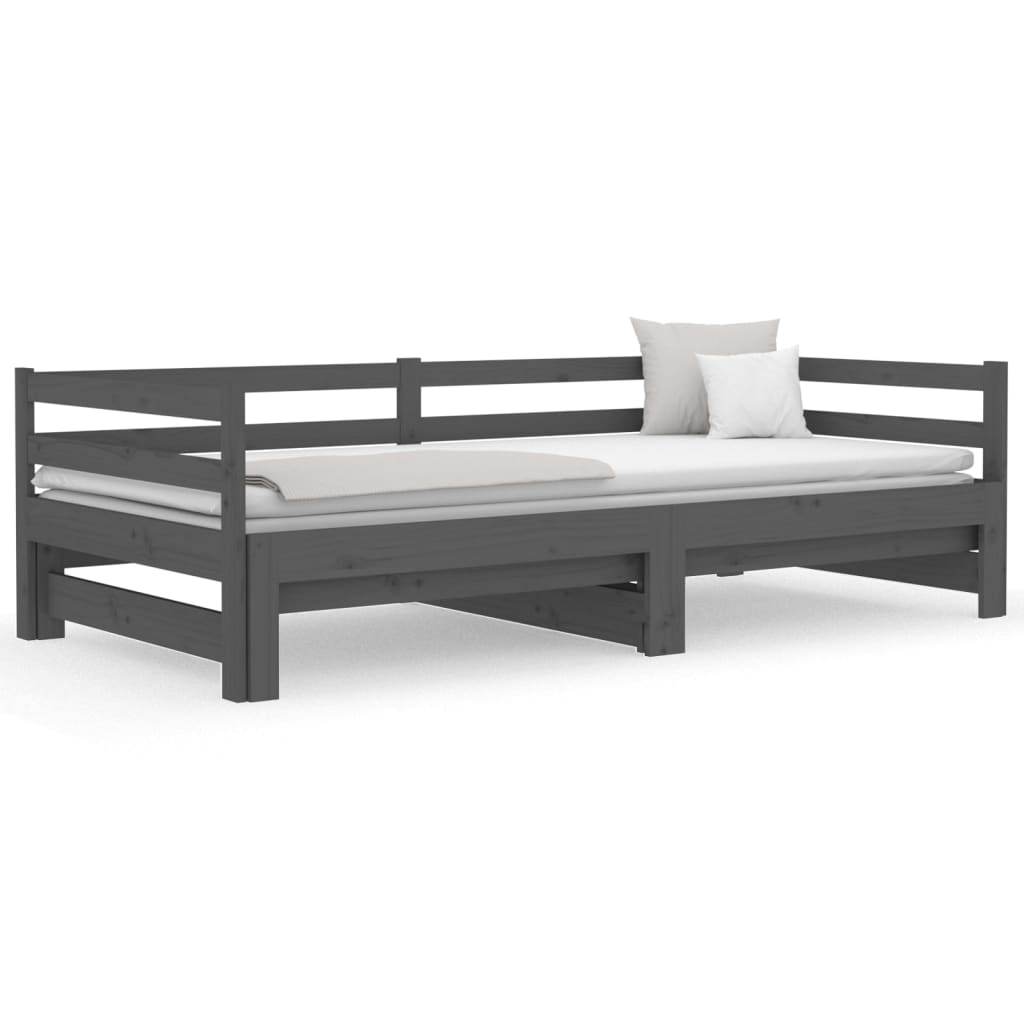 Sohvasänky ulosvedettävä harmaa 2x (80x200) cm täysi mänty - Sisustajankoti.fi