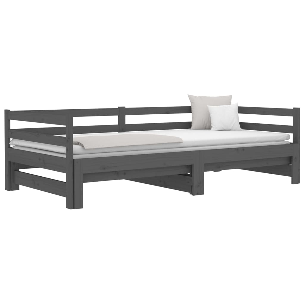 Sohvasänky ulosvedettävä harmaa 2x (80x200) cm täysi mänty - Sisustajankoti.fi