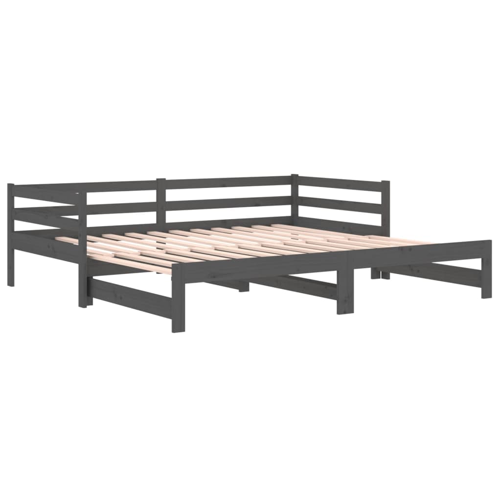 Sohvasänky ulosvedettävä harmaa 2x (80x200) cm täysi mänty - Sisustajankoti.fi